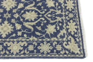 Muted Slate Blue Floral 2'5X8 Transitional Oriental Runner Rug