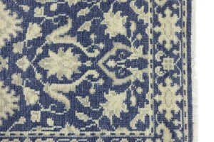 Muted Slate Blue Floral 2'5X8 Transitional Oriental Runner Rug