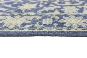 Muted Slate Blue Floral 2'5X8 Transitional Oriental Runner Rug