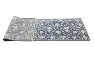 Muted Slate Blue Floral 2'5X8 Transitional Oriental Runner Rug