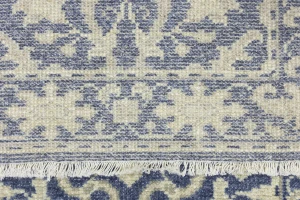 Muted Slate Blue Floral 2'5X8 Transitional Oriental Runner Rug