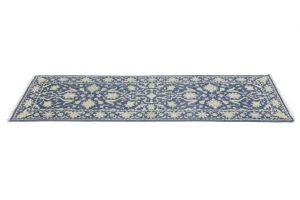 Muted Slate Blue Floral 2'5X8 Transitional Oriental Runner Rug