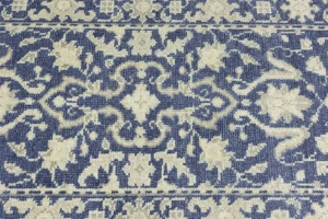 Muted Slate Blue Floral 2'5X8 Transitional Oriental Runner Rug