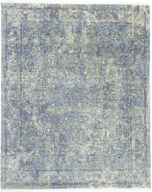 Multicolored Transitional 8X10 Distressed Modern Indo-Nain Oriental Rug