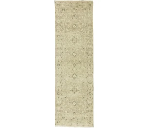 Muted Pinkish Beige Floral 2'6X8'2 Transitional Oriental Runner Rug