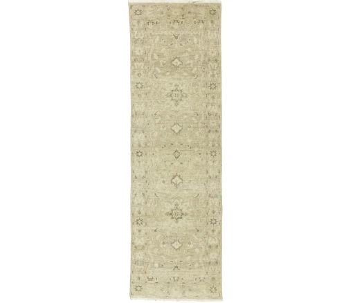 Muted Pinkish Beige Floral 2'6X8'2 Transitional Oriental Runner Rug