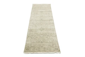 Muted Pinkish Beige Floral 2'6X8'2 Transitional Oriental Runner Rug