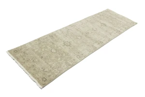 Muted Pinkish Beige Floral 2'6X8'2 Transitional Oriental Runner Rug