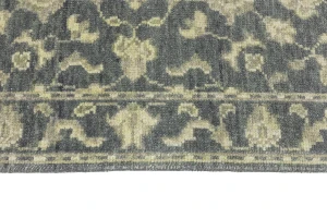 Muted Dark Slate Floral 2'3X12 Transitional Oriental Runner Rug