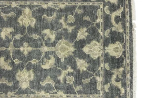 Muted Dark Slate Floral 2'3X12 Transitional Oriental Runner Rug