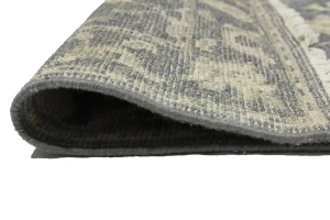 Muted Dark Slate Floral 2'3X12 Transitional Oriental Runner Rug