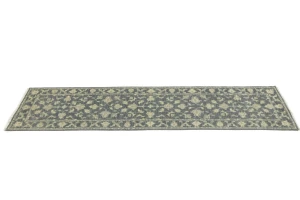Muted Dark Slate Floral 2'3X12 Transitional Oriental Runner Rug