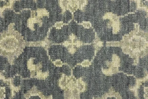Muted Dark Slate Floral 2'3X12 Transitional Oriental Runner Rug