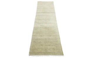 Muted Beige Floral 2'4X10 Transitional Oriental Runner Rug