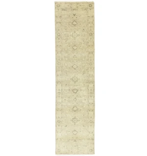 Muted Pinkish Beige Floral 3X10 Transitional Oriental Runner Rug