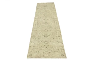 Muted Pinkish Beige Floral 3X10 Transitional Oriental Runner Rug