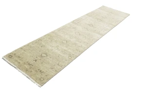 Muted Pinkish Beige Floral 3X10 Transitional Oriental Runner Rug