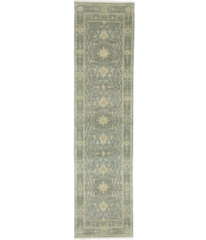 Muted Gray Floral 3X10 Transitional Oriental Runner Rug