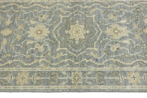 Muted Gray Floral 3X10 Transitional Oriental Runner Rug