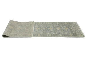 Muted Gray Floral 3X10 Transitional Oriental Runner Rug