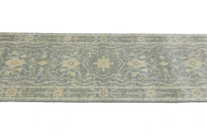 Muted Gray Floral 3X10 Transitional Oriental Runner Rug