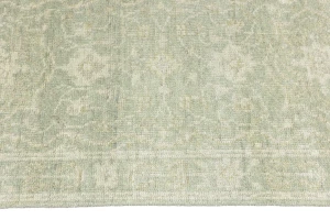 Muted Green Floral 3X10 Transitional Oriental Runner Rug
