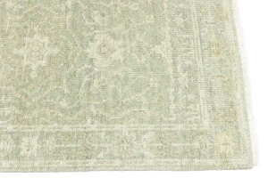 Muted Green Floral 3X10 Transitional Oriental Runner Rug