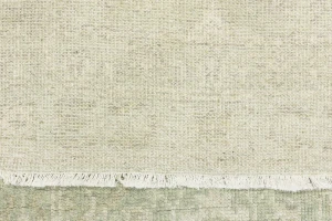 Muted Green Floral 3X10 Transitional Oriental Runner Rug