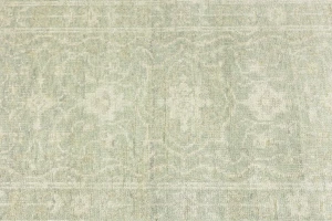 Muted Green Floral 3X10 Transitional Oriental Runner Rug
