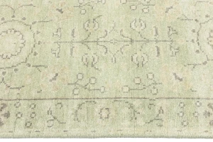 Muted Green Floral 2'5X10 Transitional Oriental Runner Rug