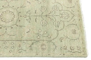 Muted Green Floral 2'5X10 Transitional Oriental Runner Rug