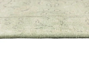 Muted Green Floral 2'5X10 Transitional Oriental Runner Rug