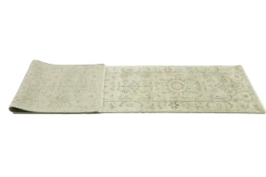 Muted Green Floral 2'5X10 Transitional Oriental Runner Rug