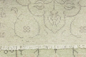 Muted Green Floral 2'5X10 Transitional Oriental Runner Rug