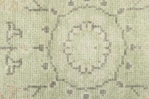 Muted Green Floral 2'5X10 Transitional Oriental Runner Rug