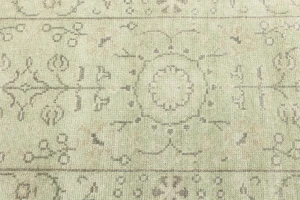 Muted Green Floral 2'5X10 Transitional Oriental Runner Rug