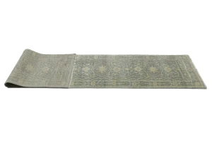 Muted Gray Floral 2'5X11'9 Transitional Oriental Runner Rug