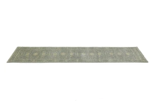Muted Gray Floral 2'5X11'9 Transitional Oriental Runner Rug