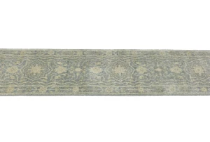 Muted Gray Floral 2'5X11'9 Transitional Oriental Runner Rug