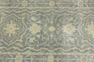 Muted Gray Floral 2'5X11'9 Transitional Oriental Runner Rug