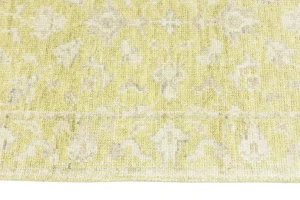 Muted Golden Yellow Floral 3X12 Transitional Oriental Runner Rug