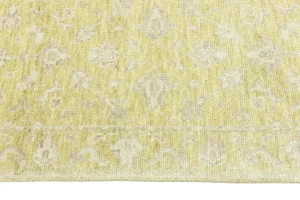 Muted Golden Yellow Floral 3X12 Transitional Oriental Runner Rug