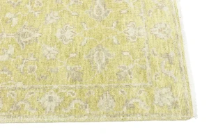 Muted Golden Yellow Floral 3X12 Transitional Oriental Runner Rug