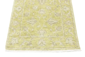 Muted Golden Yellow Floral 3X12 Transitional Oriental Runner Rug