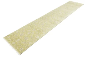 Muted Golden Yellow Floral 3X12 Transitional Oriental Runner Rug