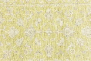 Muted Golden Yellow Floral 3X12 Transitional Oriental Runner Rug