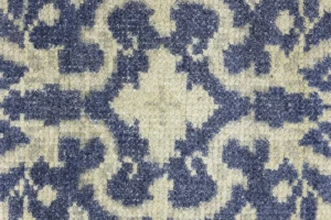 Muted Slate Blue Floral 2'6X13'9 Transitional Oriental Runner Rug