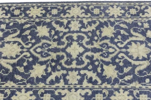 Muted Slate Blue Floral 2'6X13'9 Transitional Oriental Runner Rug