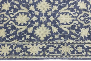 Muted Slate Blue Floral 2'6X13'9 Transitional Oriental Runner Rug