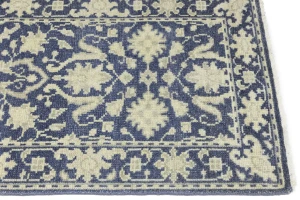 Muted Slate Blue Floral 2'6X13'9 Transitional Oriental Runner Rug